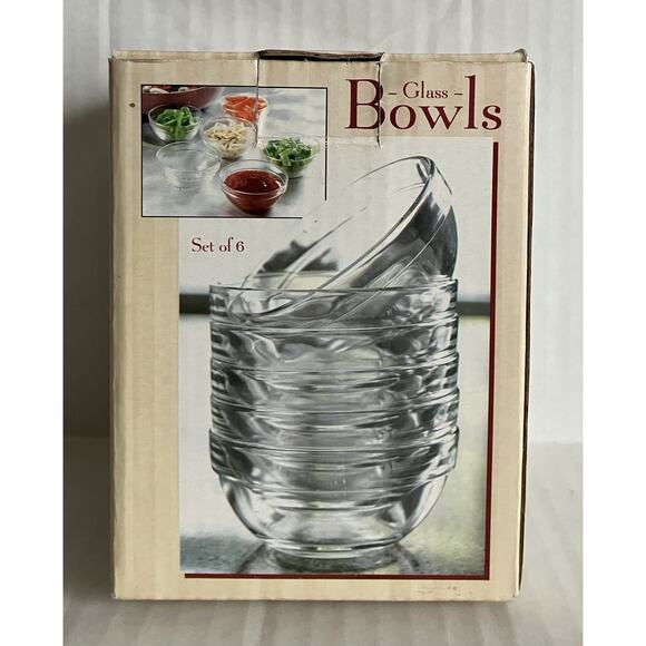 Clear Glass Individual Cooking Prep Dipping Bowls Giftco 1296 Set of 6 NOB - Picture 1 of 7